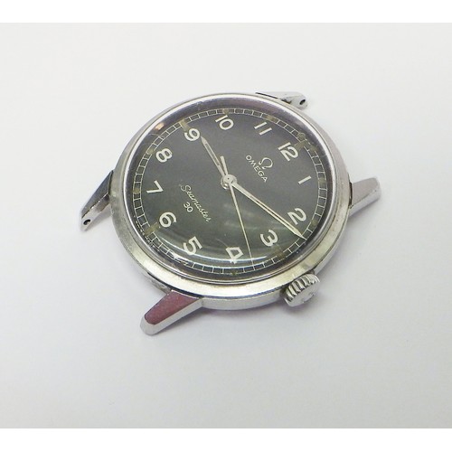 50 - An Omega Seamaster 30 comprising a manual winding mechanical movement under a black military style d... 