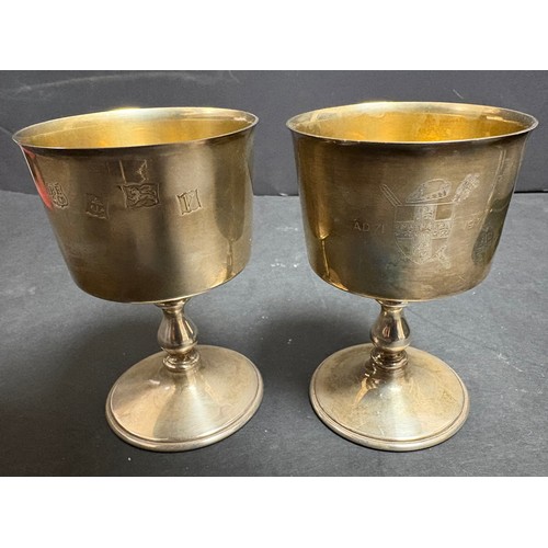 14 - A pair of silver goblets, by Barker Ellis Silver Co., Birmingham 1970, bearing the City of York cres... 
