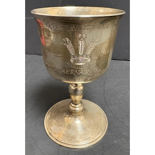 16 - A silver chalice made to commemorate the investiture of H.R.H. Prince Charles as Prince of Wales at ... 