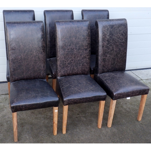 615 - A set of six modern upholstered high backed dining chairs