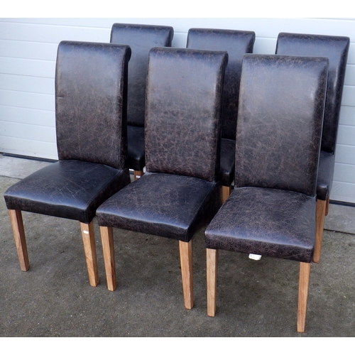 615 - A set of six modern upholstered high backed dining chairs