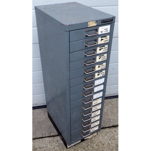 618 - A set of narrow Bisley filing drawers, rusty