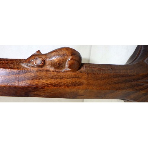 657 - A Mouseman English Oak table lamp, pre  1940/50s, with carved mouse trademark