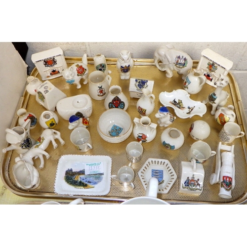 137 - Two trays of misc crested china (2)