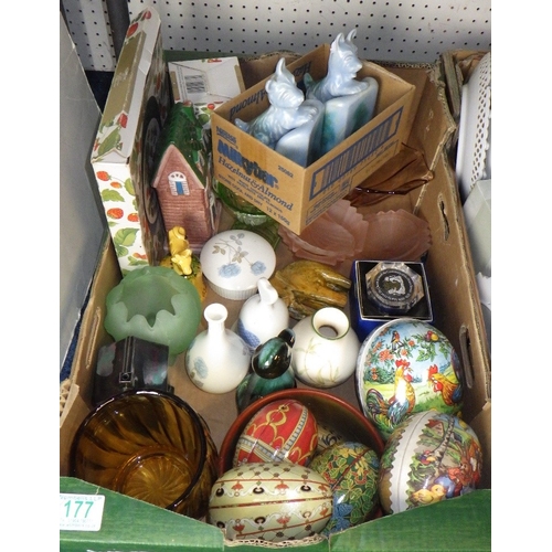 177 - Three boxes of misc ceramics and collectables (3)