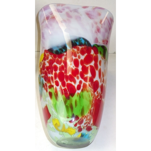 186 - A Strathearn glass vase together with a multicoloured vase (2)