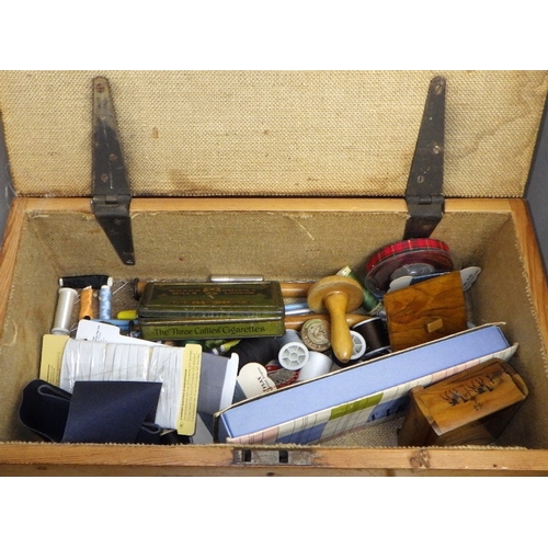 308 - A cased Singer sewing machine together with a wooden box containing accessories