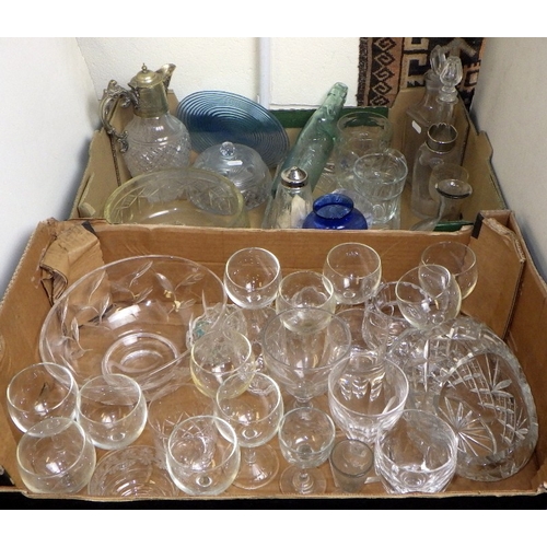 311 - A qty of misc glassware to inc silver plated mount claret jug (2)