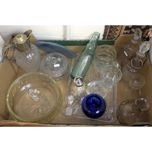 311 - A qty of misc glassware to inc silver plated mount claret jug (2)