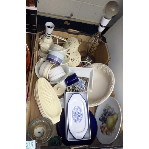 316 - A qty of misc ceramics and copper lamps etc (3)