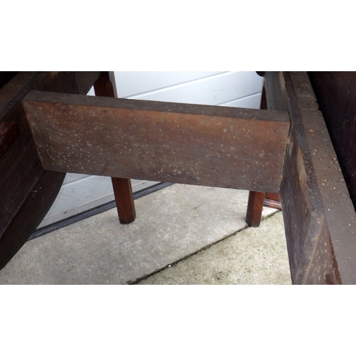 632 - A 19th cen mahogany tea table together with a drop leaf table, corner cupboard and an invalid table ... 