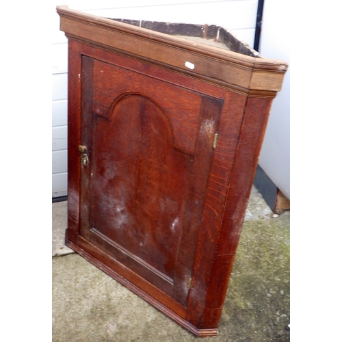 632 - A 19th cen mahogany tea table together with a drop leaf table, corner cupboard and an invalid table ... 