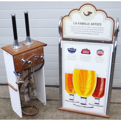 636 - A set of beer pumps together with a Stella Artois advertising stand (2)
