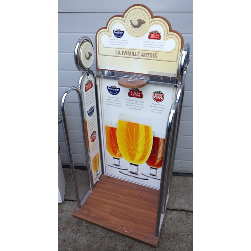 636 - A set of beer pumps together with a Stella Artois advertising stand (2)