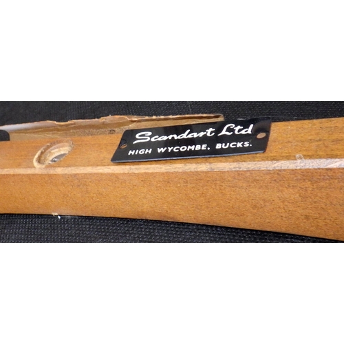 640 - A teak sideboard, 223cm long, together with a table and four chairs, chairs with label Scandart, Hig... 