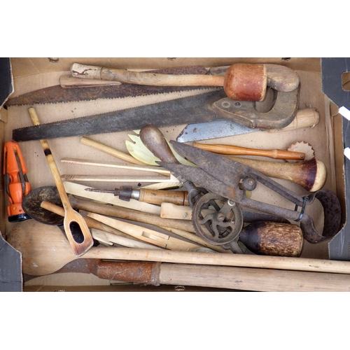 706 - A print tray, drawing instruments, bicycle lamps, tools, kitchen items etc (4)