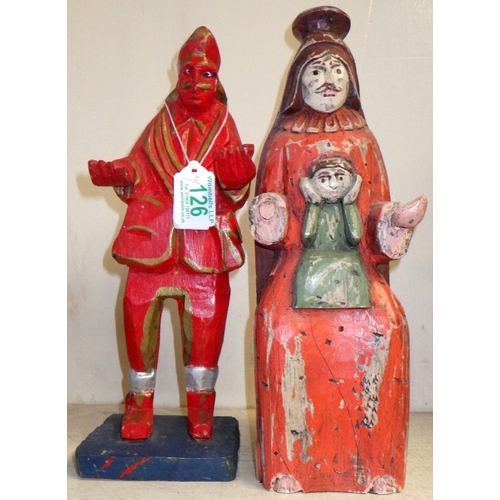 126 - Four South American carved wood folk art figures, 31-40cm tall AF