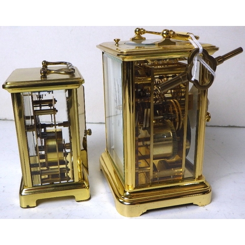 380 - A Matthew Norman London repeating carriage clock striking on a single gong, Swiss movement in a four... 