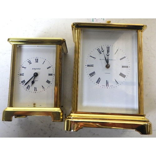 380 - A Matthew Norman London repeating carriage clock striking on a single gong, Swiss movement in a four... 