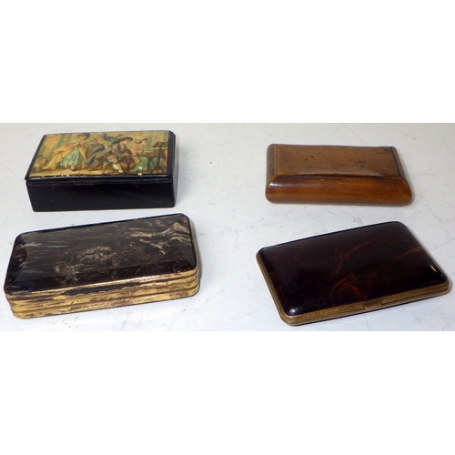 382 - A group of four 19thC and later snuff / tobacco boxes, AF