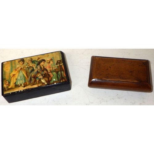 382 - A group of four 19thC and later snuff / tobacco boxes, AF