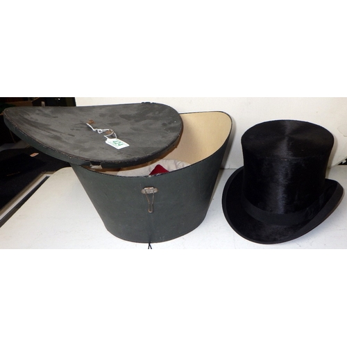 424 - A 19thC Liessem Bonn a Rhein top hat and case