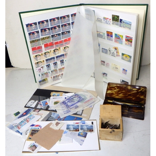 427 - A qty of stamps together with a Parker pen, pencil etc