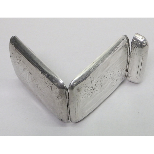 11 - An Edwardian silver cigarette case bearing presentation inscription to front, 85 x 62mm; a modern si... 