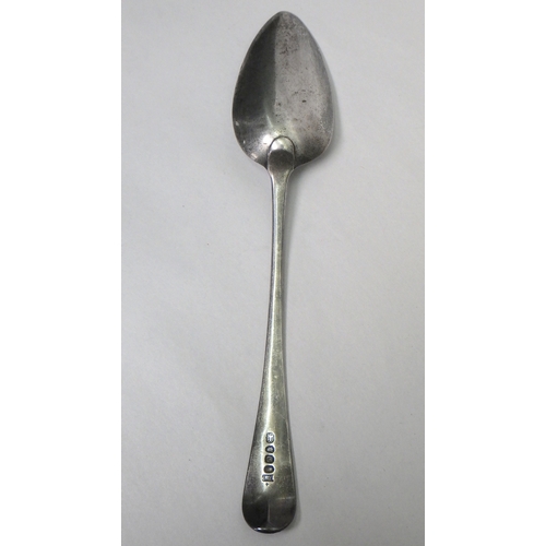 20 - A  George III silver old english pattern table spoon, Thomas Wallis, London 1802, 228mm long  / 60g.