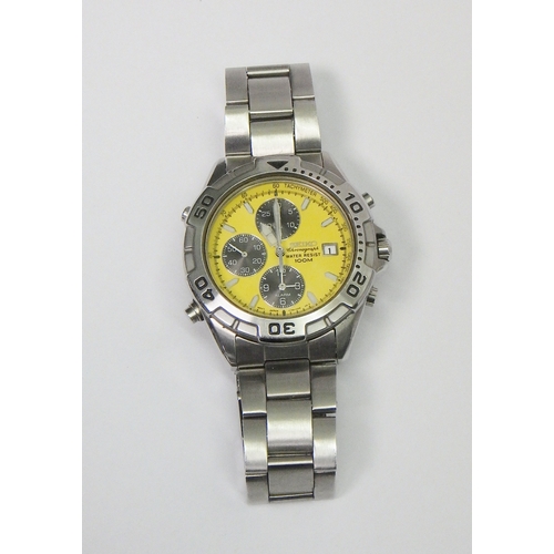 56 - A Seiko Quartz Alarm Chronograph bracelet watch 7T32-7F70, comprising a quartz movement under a yell... 
