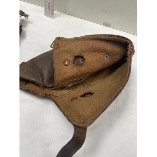 91A - An RAF type C late pattern flying helmet together with a type H oxygen mask having Korean War-era is... 