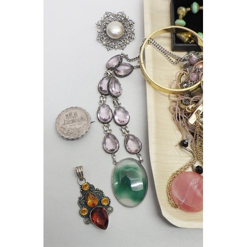 71 - Eight various stone set white metal dress rings; a vintage silver 