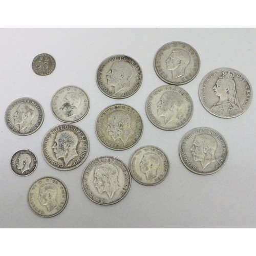 87 - A quarter guinea monetary / coin weight c18th cent; UK issue silver coinage, Victoria and later.  Pr... 