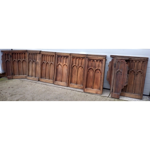 636 - Fifteen pieces of panelling, ex The Quire, York Minster, (11 oak and four pine) post 1829, removed d... 