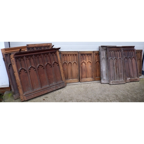 636 - Fifteen pieces of panelling, ex The Quire, York Minster, (11 oak and four pine) post 1829, removed d... 