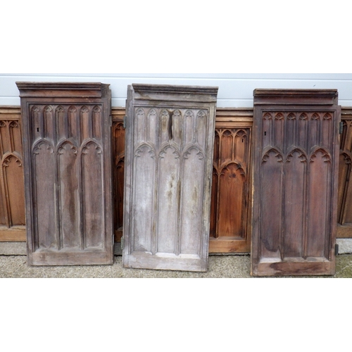 636 - Fifteen pieces of panelling, ex The Quire, York Minster, (11 oak and four pine) post 1829, removed d... 