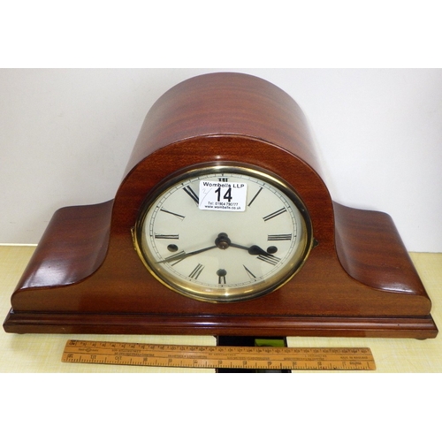 14 - A 1920s Westminster chime mantle clock together with a Cresta 400 day anniversary clock (2)