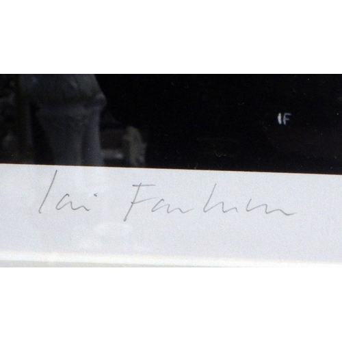 23 - A large Iain Faulkner signed print of a man playing the piano (132/195) together with a large decora... 