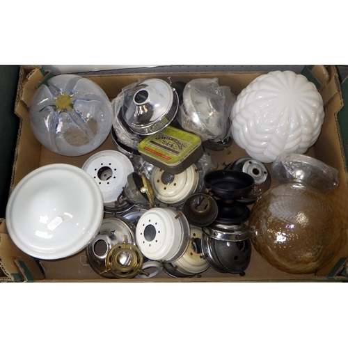 41 - A qty of various glass lamp shades and fittings