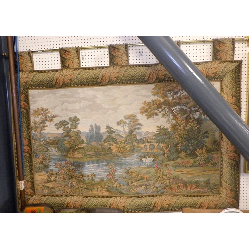 48 - Two Flemish style modern wall hangings and a similar narrow panel (3), largest 140 x 100cm