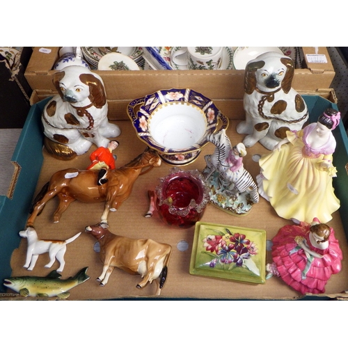 49 - Three boxes of misc ceramics to inc Portmeirion, 19thC tea ware, figures etc, all AF (3)