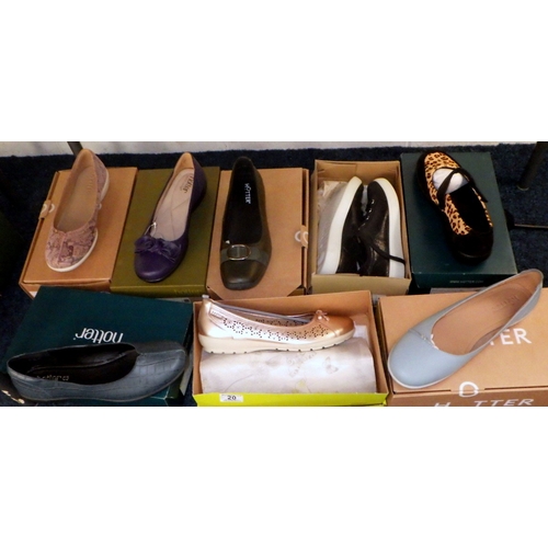 20 - A group of eight size 8 ladies' Hotter shoes, mainly unworn condition