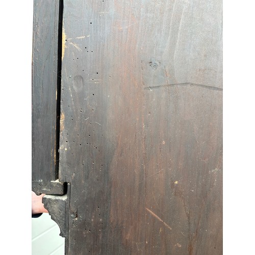 604 - A 19thC oak 8 day longcase clock, clutch arm broken