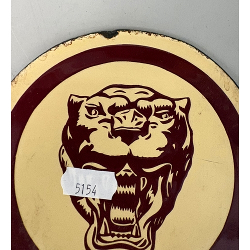 510 - Automobilia: a Jaguar Sales & Service single-sided enamel sign, with growling Jaguar pictorial image... 
