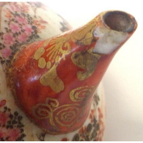 105 - A Japanese Kutani  teapot and four tea bowls AF