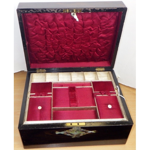 202 - A 19thC mother of pearl inlaid jewellery box