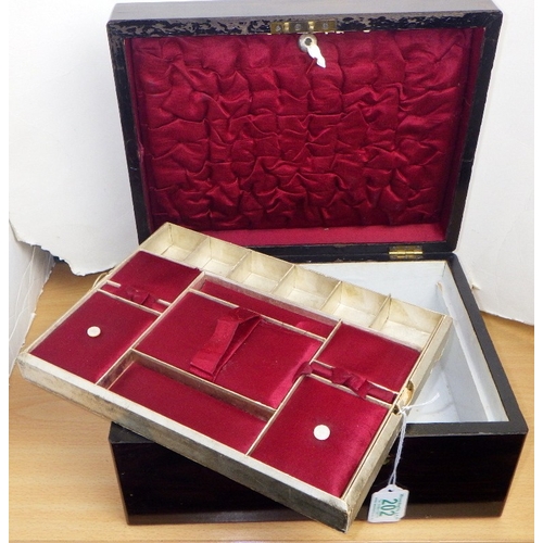202 - A 19thC mother of pearl inlaid jewellery box