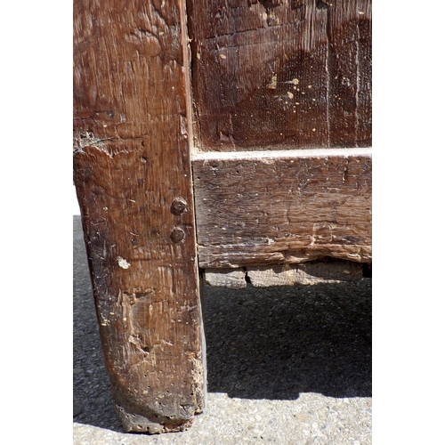630 - A three panel oak coffer 112cm wide