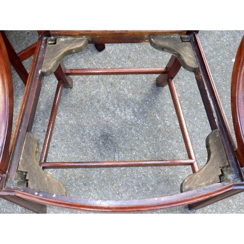 642 - A mahogany twin pillar dining table with one leaf, 226cm long x 107cm, together with a set of seven ... 