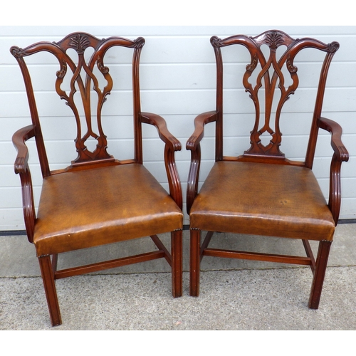 643 - A pair of Chippendale style carver chairs